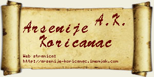Arsenije Korićanac vizit kartica